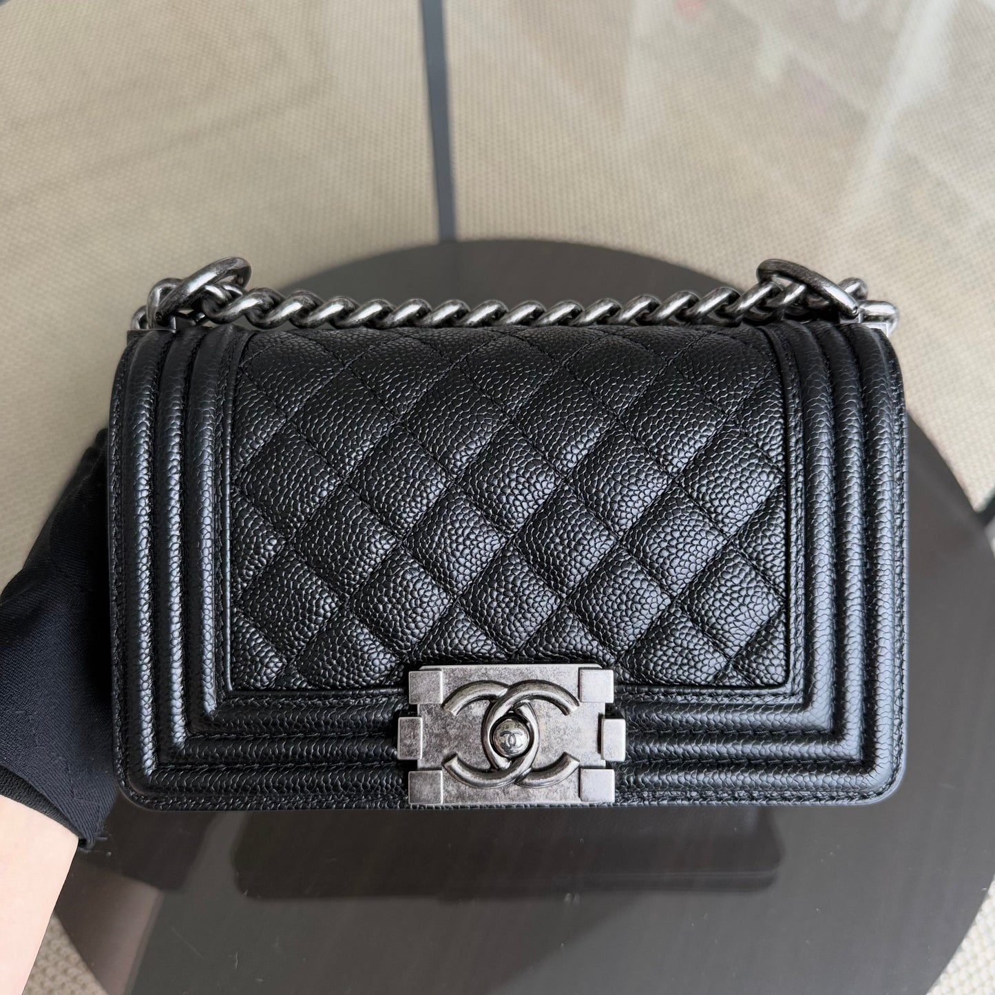 Chanel Boy Small - Caviar 20CM Quilted Black Ruthenium Silver Hardware Series 19