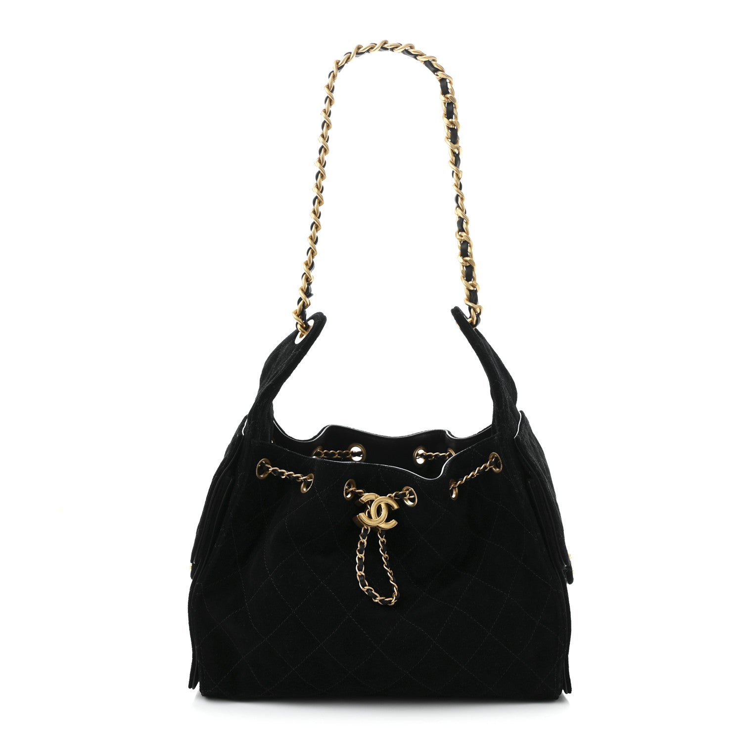 Chanel Suede Quilted Small 25 Handbag Black