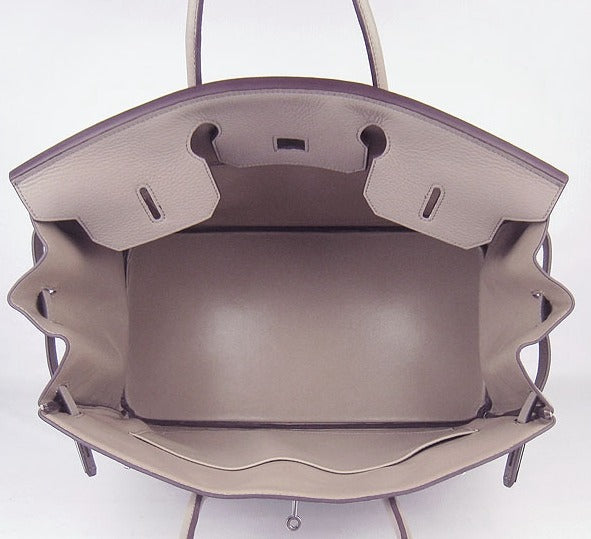 Hermes Luxury Birkin Cm Togo Handbags Grey Leather Silver Travel Bag