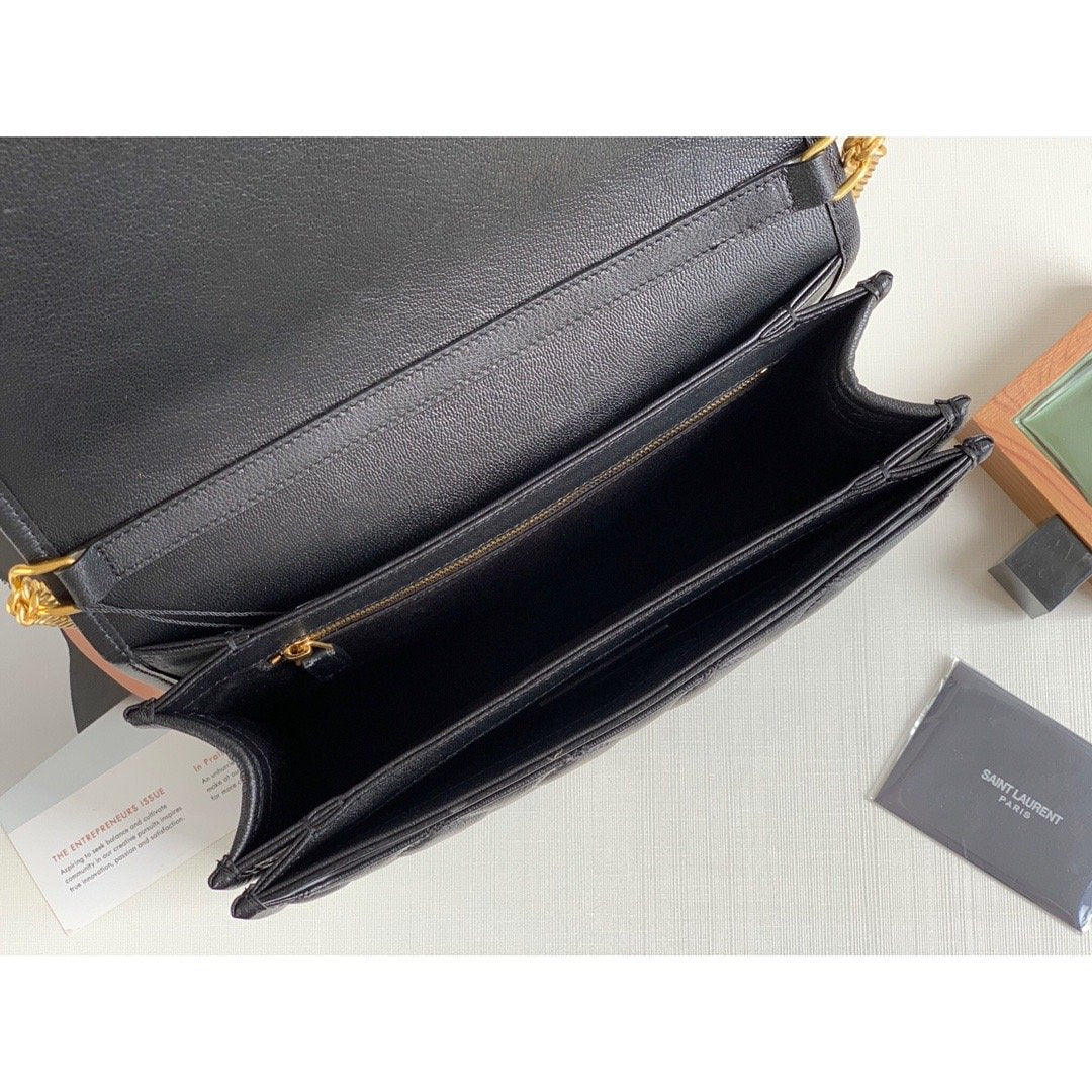 YSL Saint Laurent Becky 10.5in 27cm Black Small Shoulder Bag