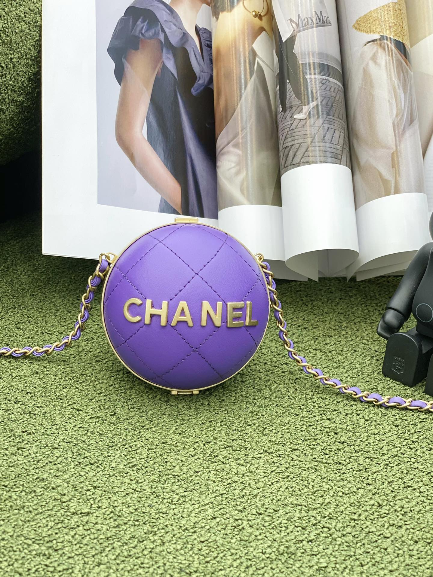 CHL Ball Purple 23.5cm 9.25in Gold Chain Travel Bag