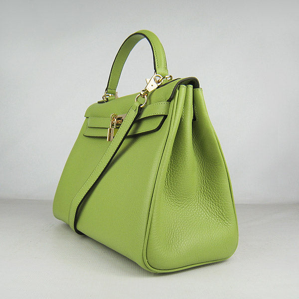 Hermes Luxury Kelly Cm Togo Handbag Golden Leather Green Travel Bag