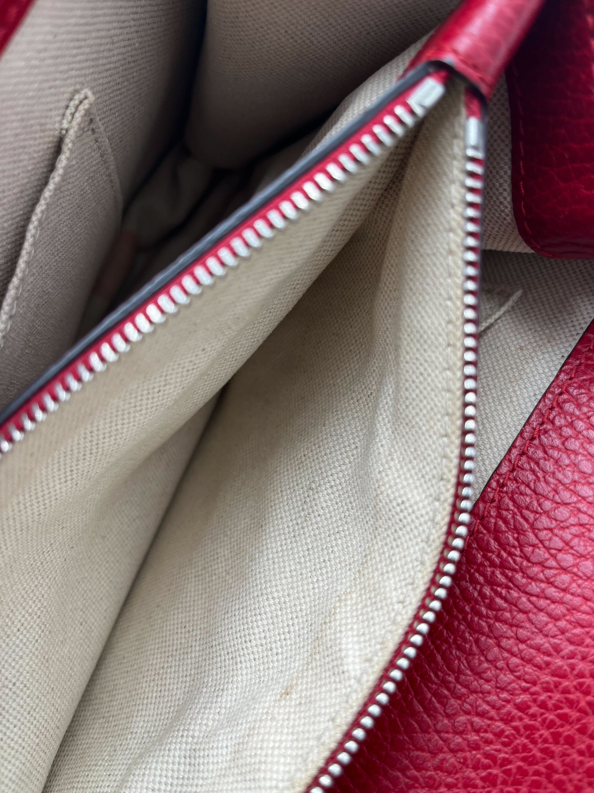 Gucci Dionysus Bamboo Top Handle Bag Leather Red Leather Handbag