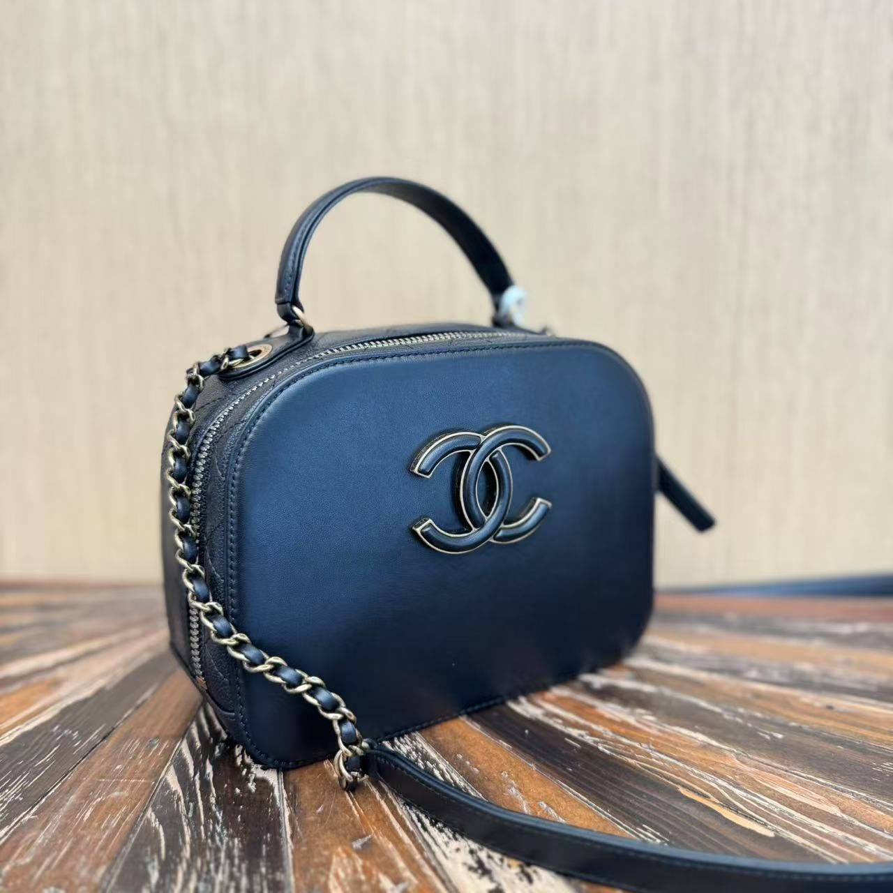 Chanel Blue Coco Curve Vanity Case Crossbody bag Handle