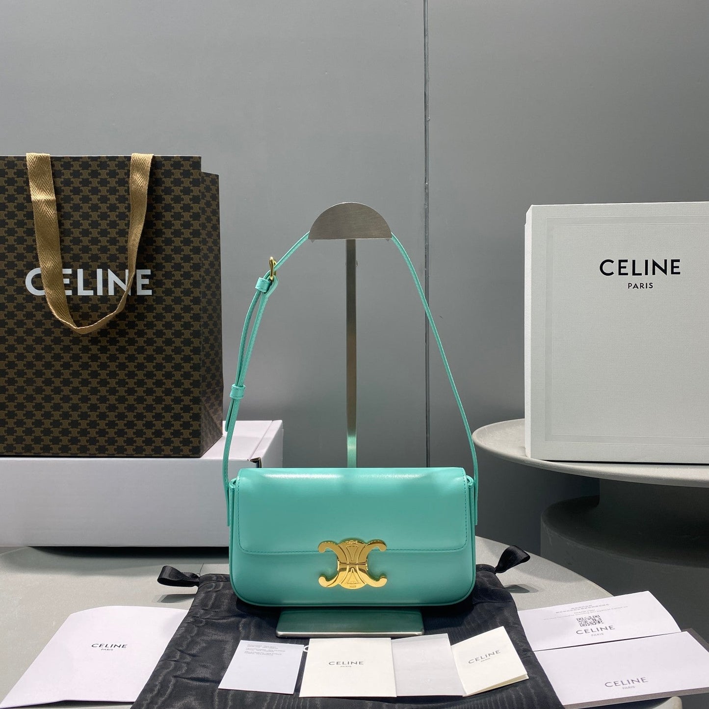 Top Quality Triomphe Shoulder Bag Mint For Green 8In20Cm 2753