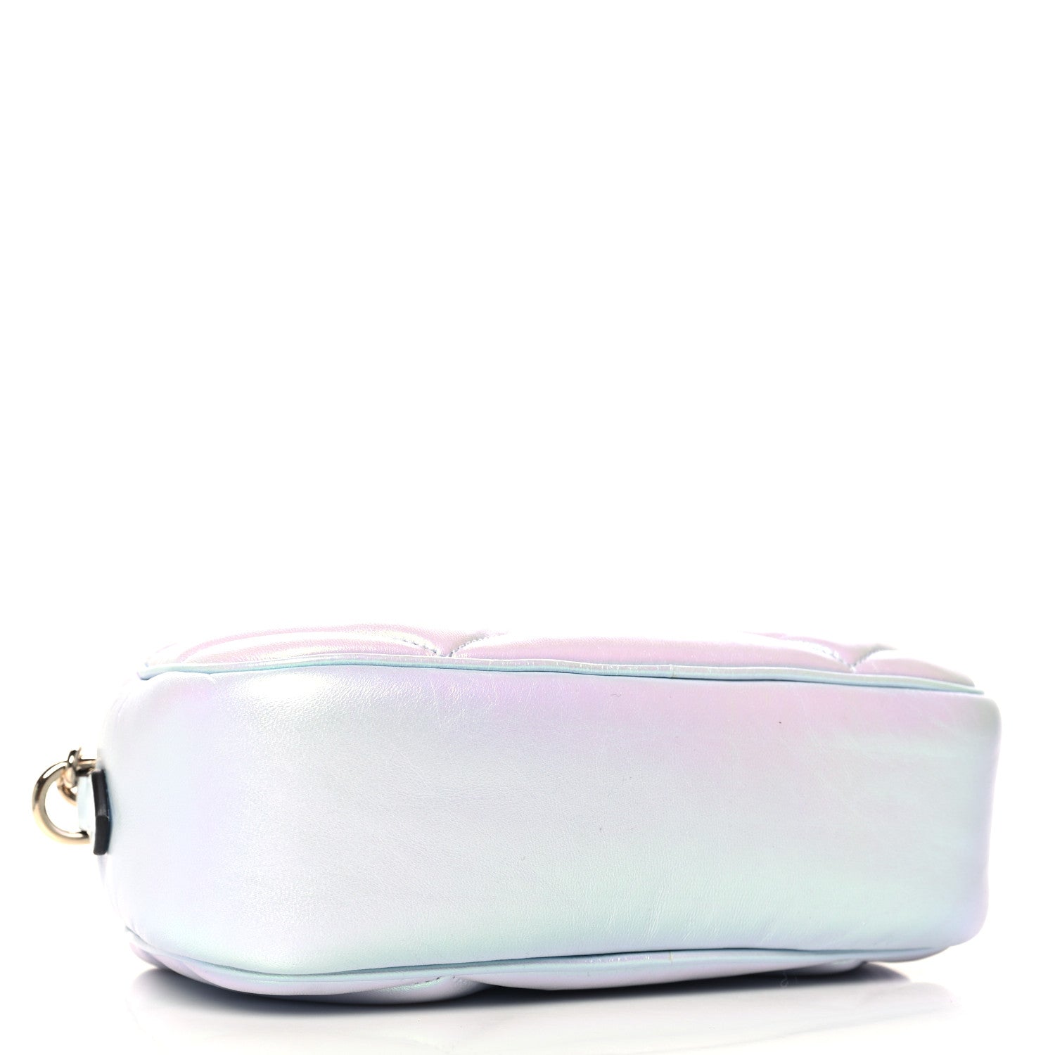 Gucci Iridescent Nappa Chevron Matelasse Small GG Marmont Chain Shoulder Bag Iridescent Snow Light Blue