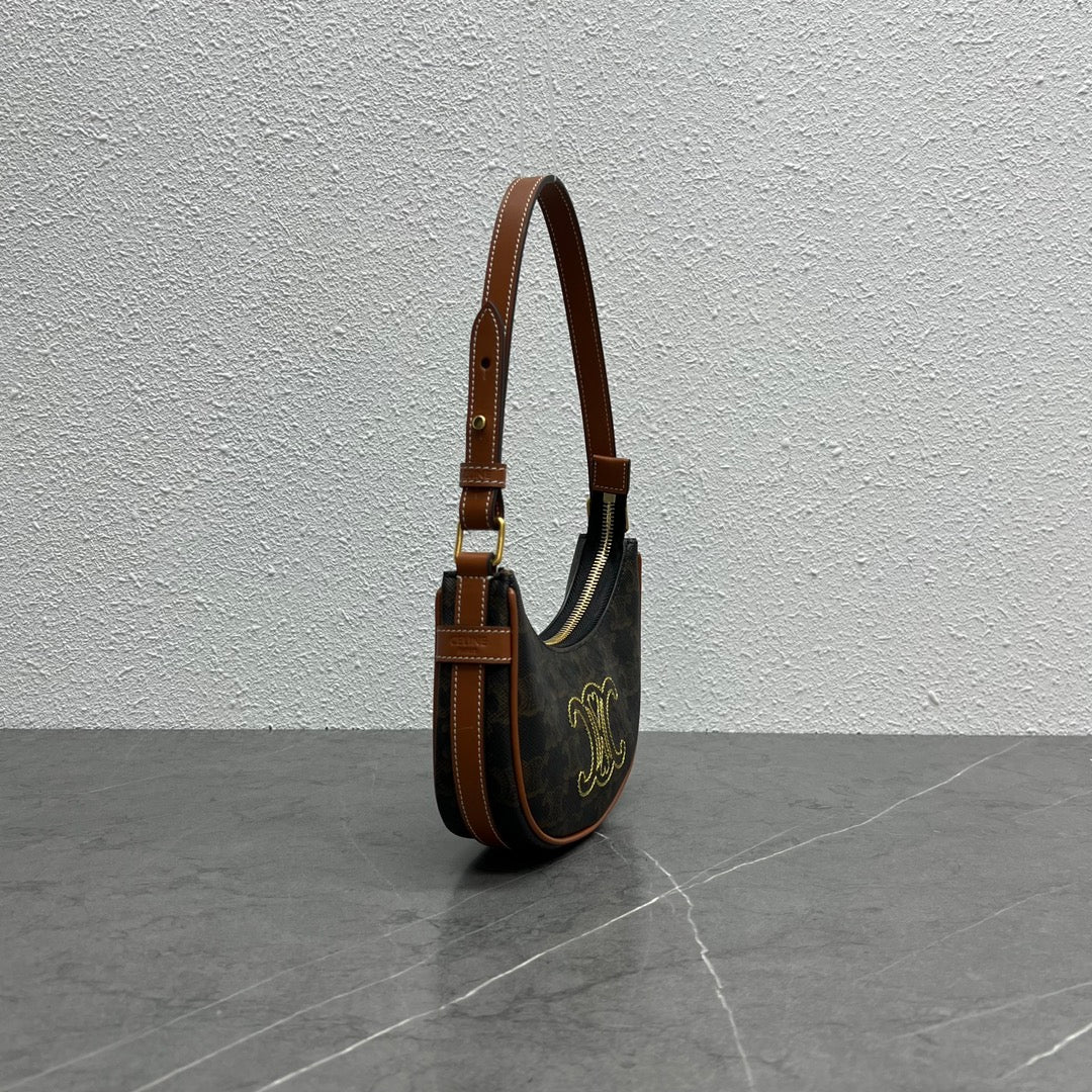Top Quality Triope Heart Embroidered Mini Atop Canvas Brown Travel Bag