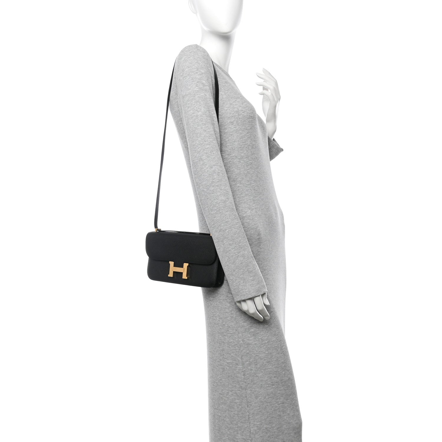 Hermes Epsom Constance Elan Handbag Black Travel Bag Elan Black 1746805