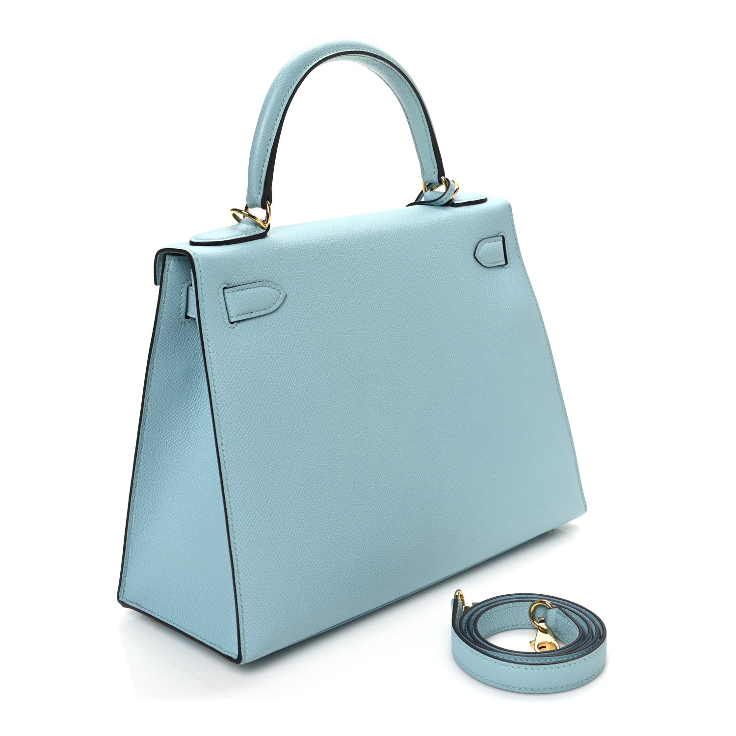 Hermes Epsom Kelly Sellier Bleu Atoll Handbag Travel Bag