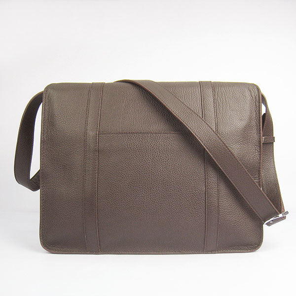 Hermes Luxury Steve Lambskin Coffee Handbag Travel Bag