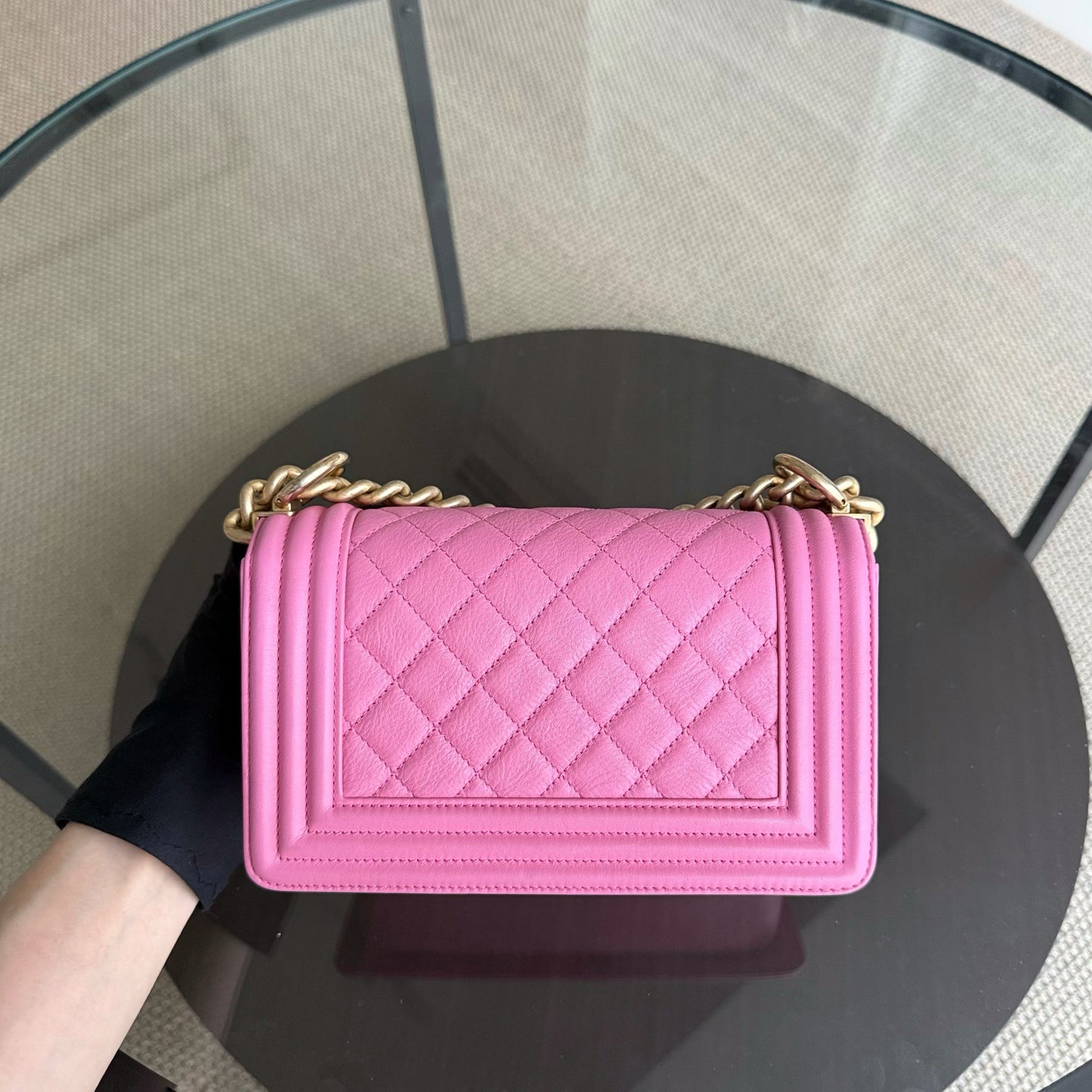 Chanel Boy Small - 20CM Quilted Calfskin Pink Gold Hardware Series 26