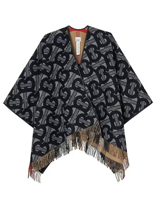 Burberry Luxury Wool Cashmere Jacquard Cape Grey Handbag Monogram Gray Travel Bag Cape Graphite 8050890