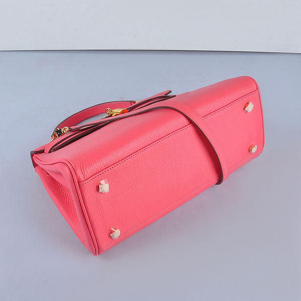 Hermes Luxury Kelly Cm Togo Handbag Lip Golden Leather Pink Travel Bag