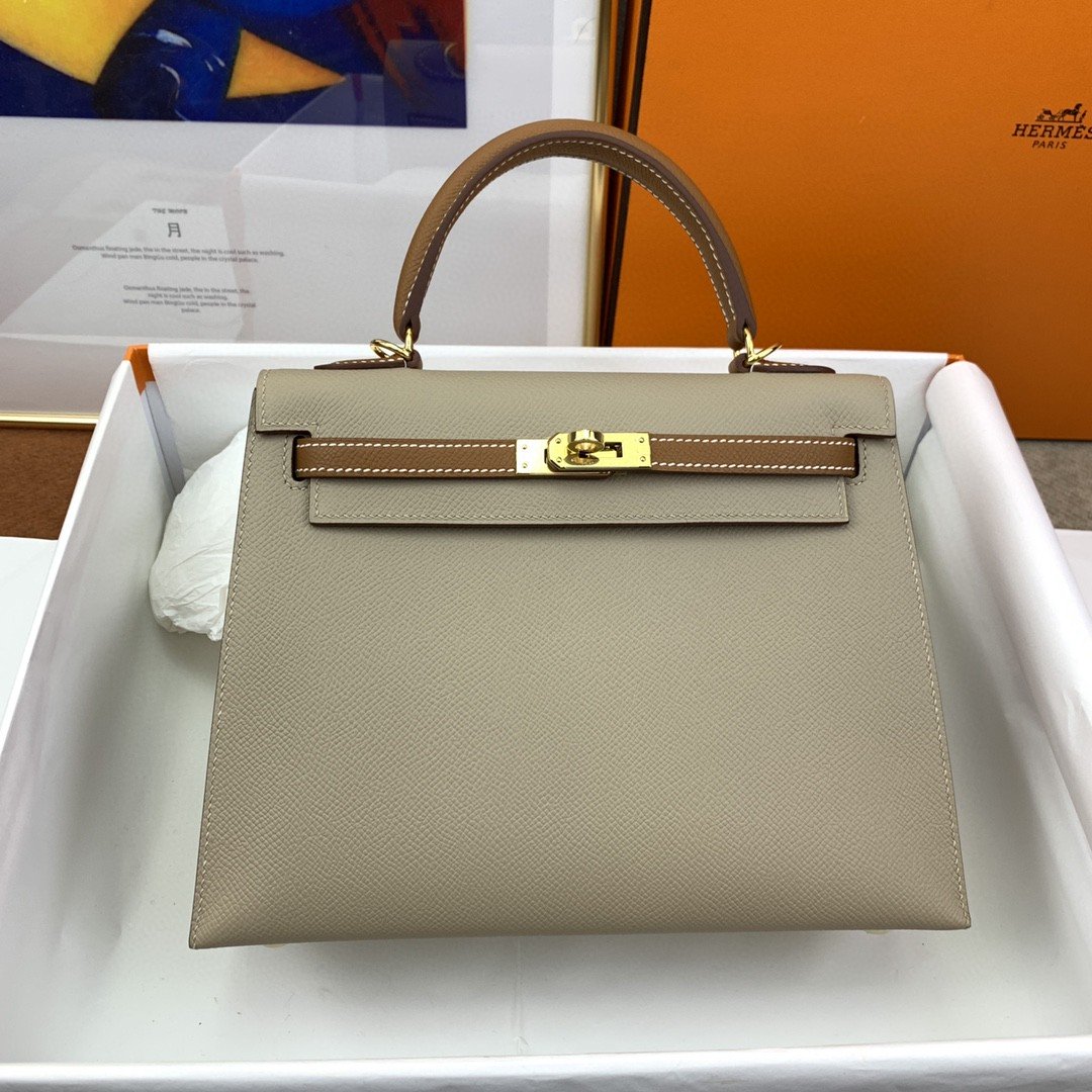Top Quality Kelly Sellier Epsom Greige Bag Brown Shoulder Bag
