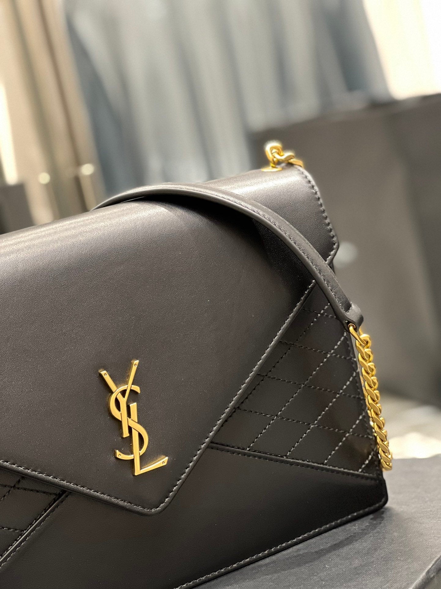 YSL Saint Laurent Ysl Saint Laurent Gaby Chain Bag Black With Travel Bag