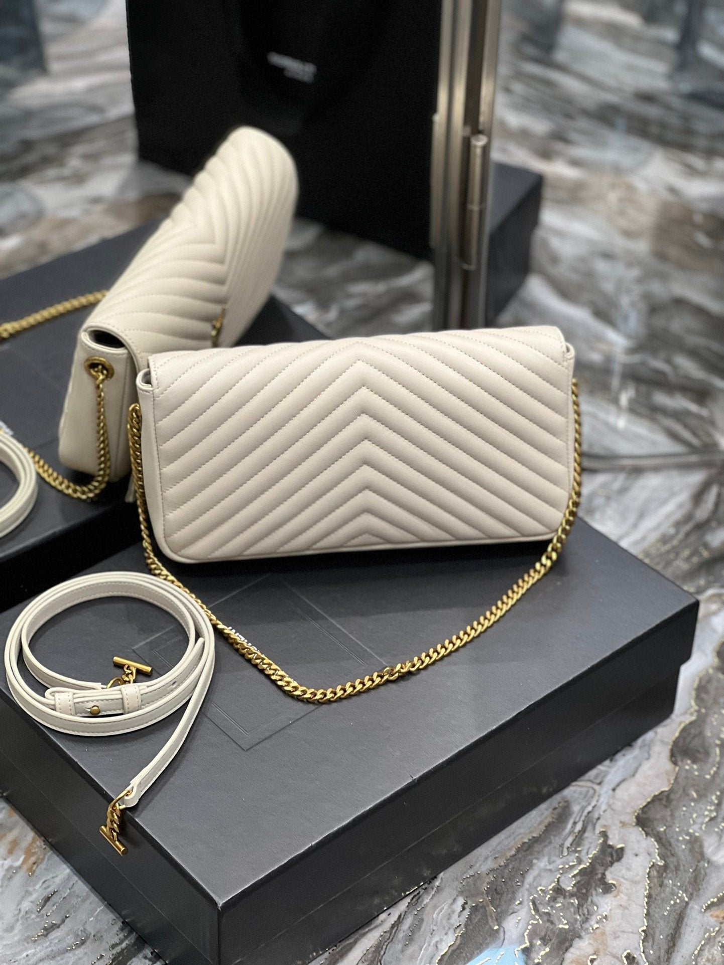 YSL Saint Laurent Ysl Saint Laurent Kata 99 Chain Bag White Travel Bag