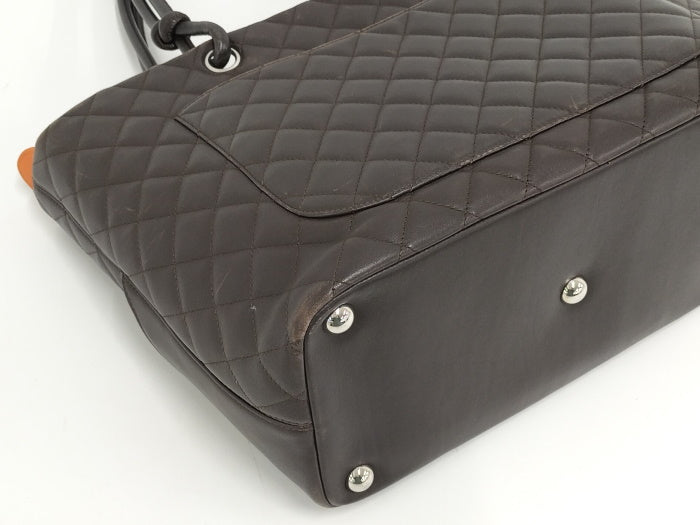 Chanel Cambon Line Tote Bag Dark Leather Brown