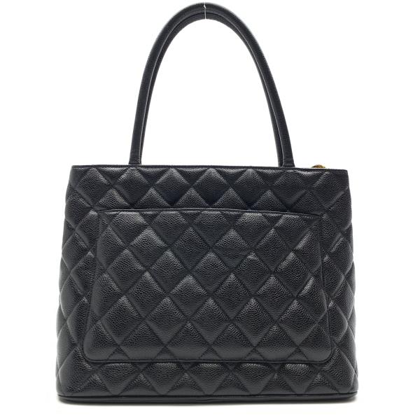 Chanel Tote Caviar Skin Tote Metal Fittings Black Gold Tote Bag