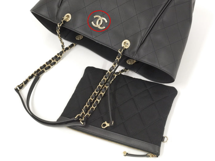 Chanel Shoulder Bag Wild Stitch Leather Black