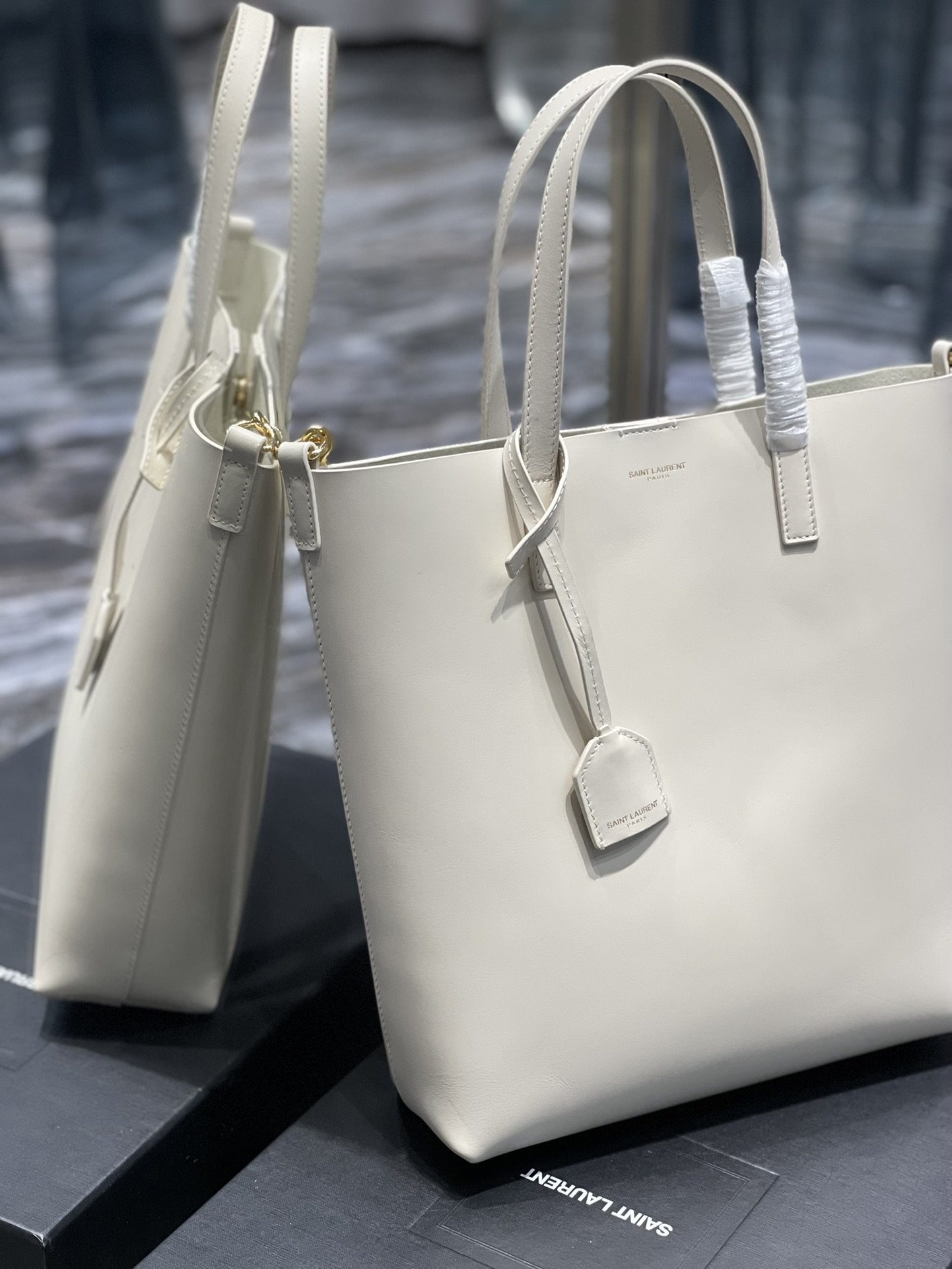 YSL Saint Laurent Ysl Saint Laurent Shopping Bag White Toy In Travel Bag