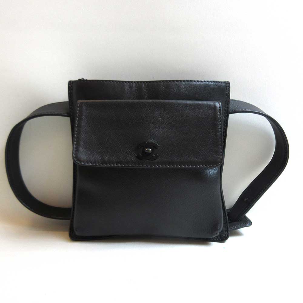 Chanel Leather Waist Pouch Black Bag