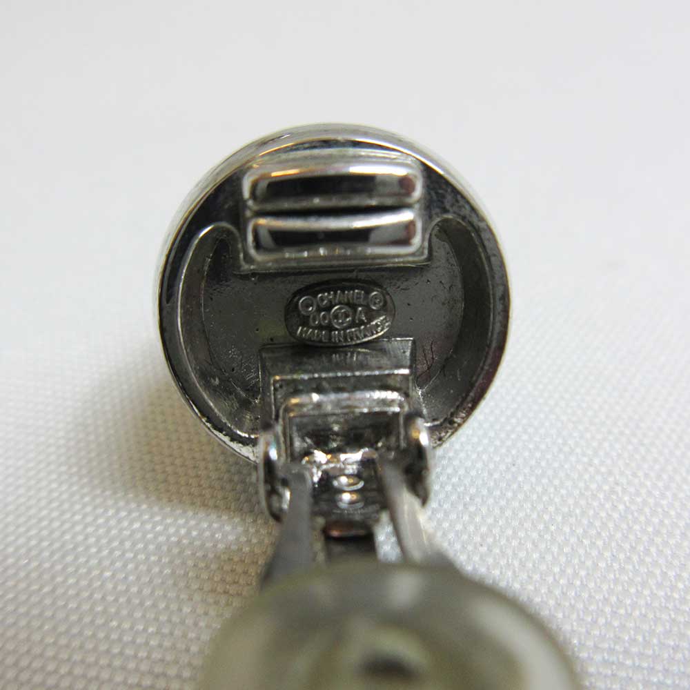 Chanel Silver Earrings Coco Mark AB Rank