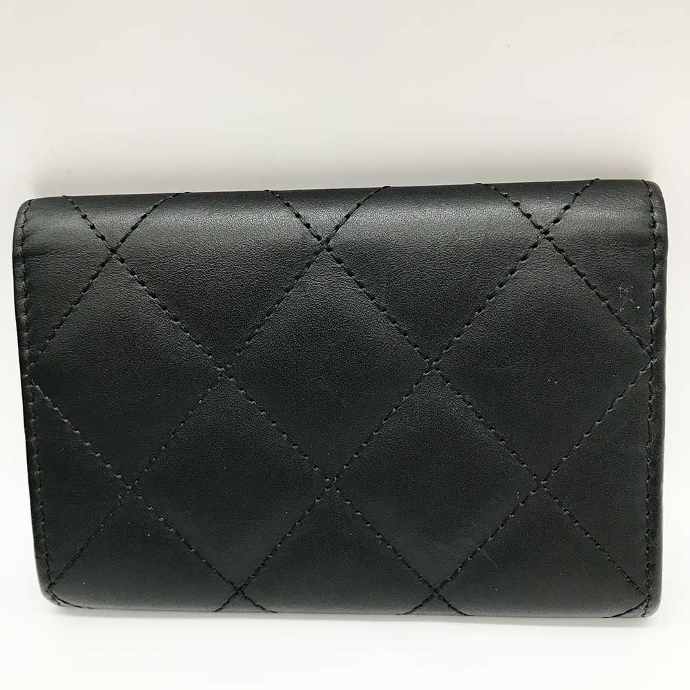 Chanel Cambon Line Card Case Black Lambskin Bag