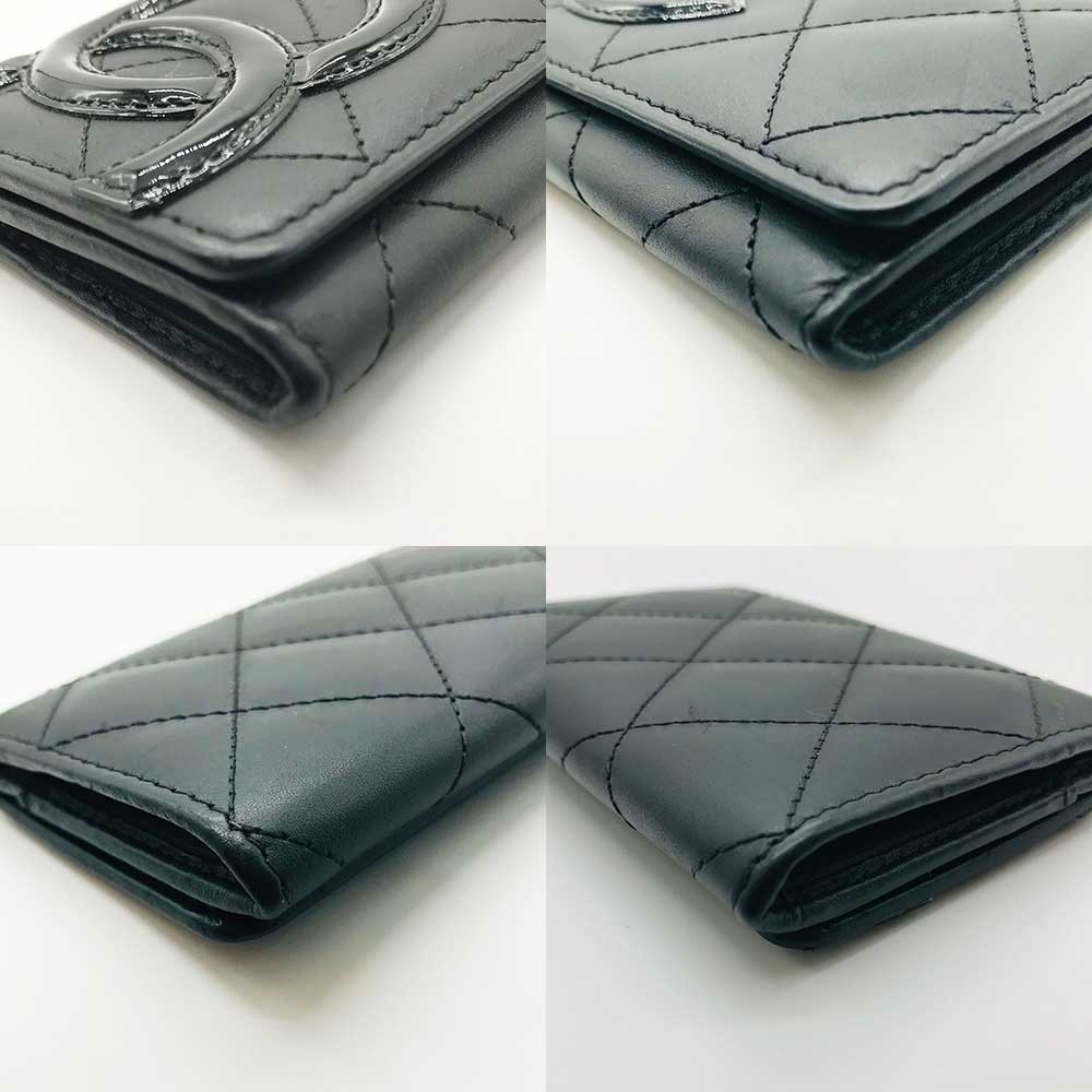 Chanel Cambon Line Card Case Black Lambskin Bag