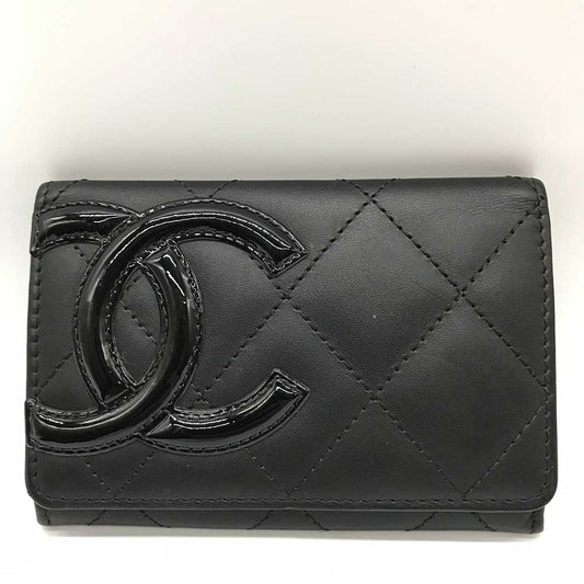 Chanel Cambon Line Card Case Black Lambskin Bag