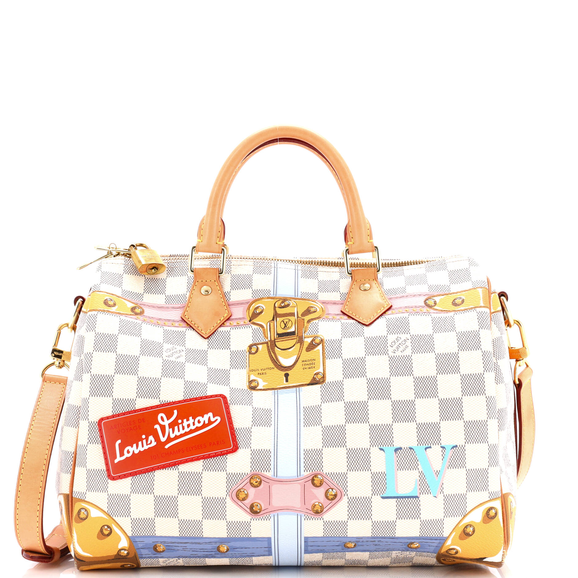 Louis Vuitton Speedy Bandouliere Bag Limited Edition Damier Summer Travel Bag