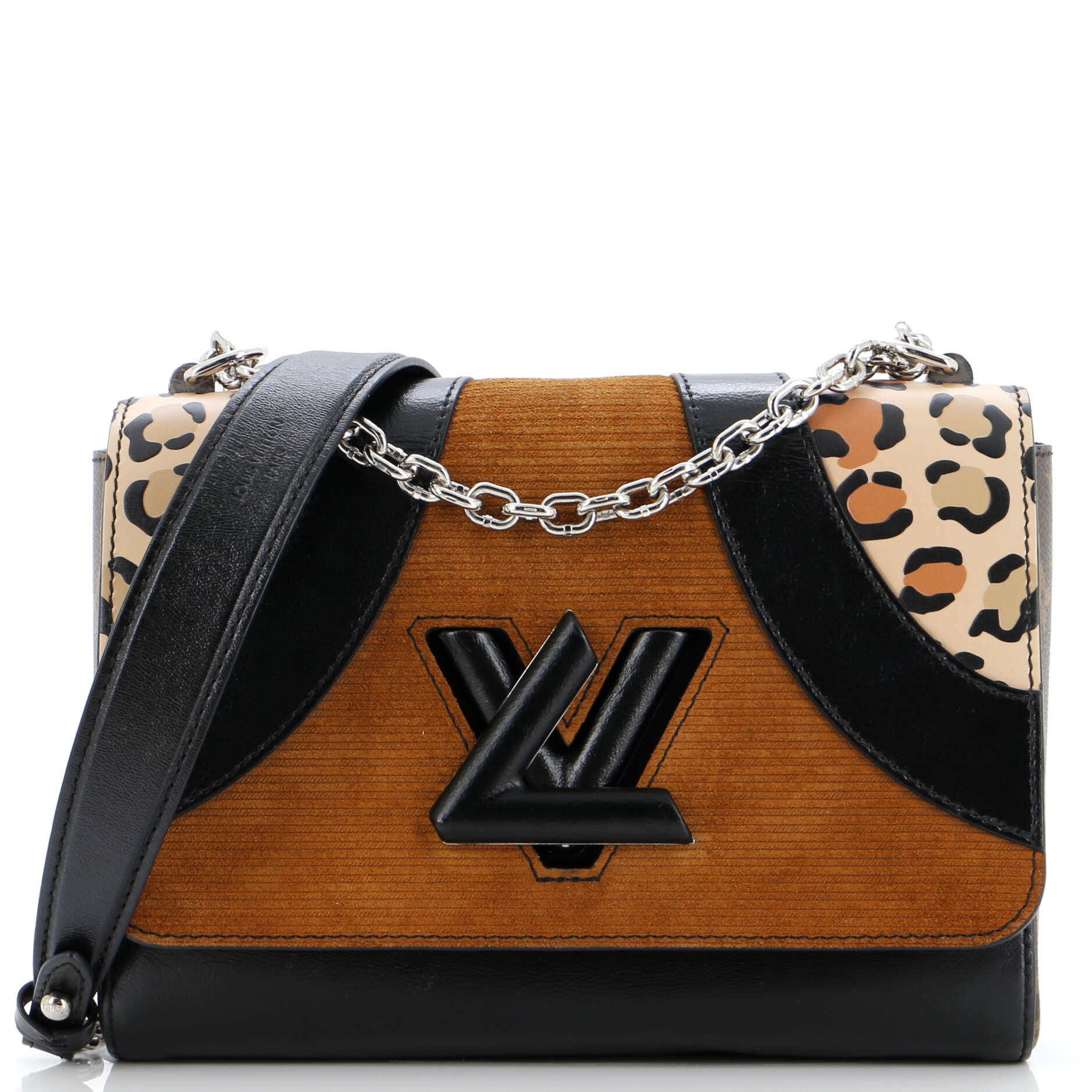 Louis Vuitton Twist Handbag Leopard Wild Printed And Calfskin Leather Travel Bag