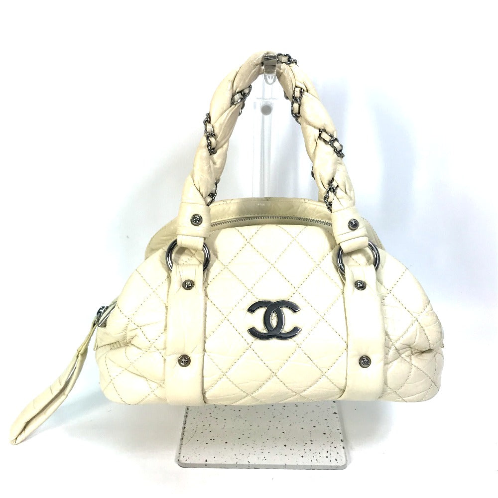 Chanel Bubble quilt CC COCO Mark Beige Leather Handbag