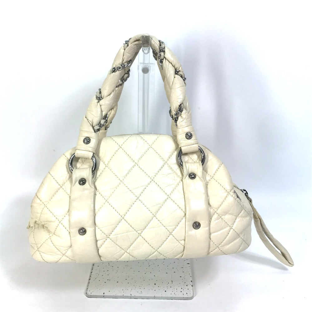 Chanel Bubble quilt CC COCO Mark Beige Leather Handbag