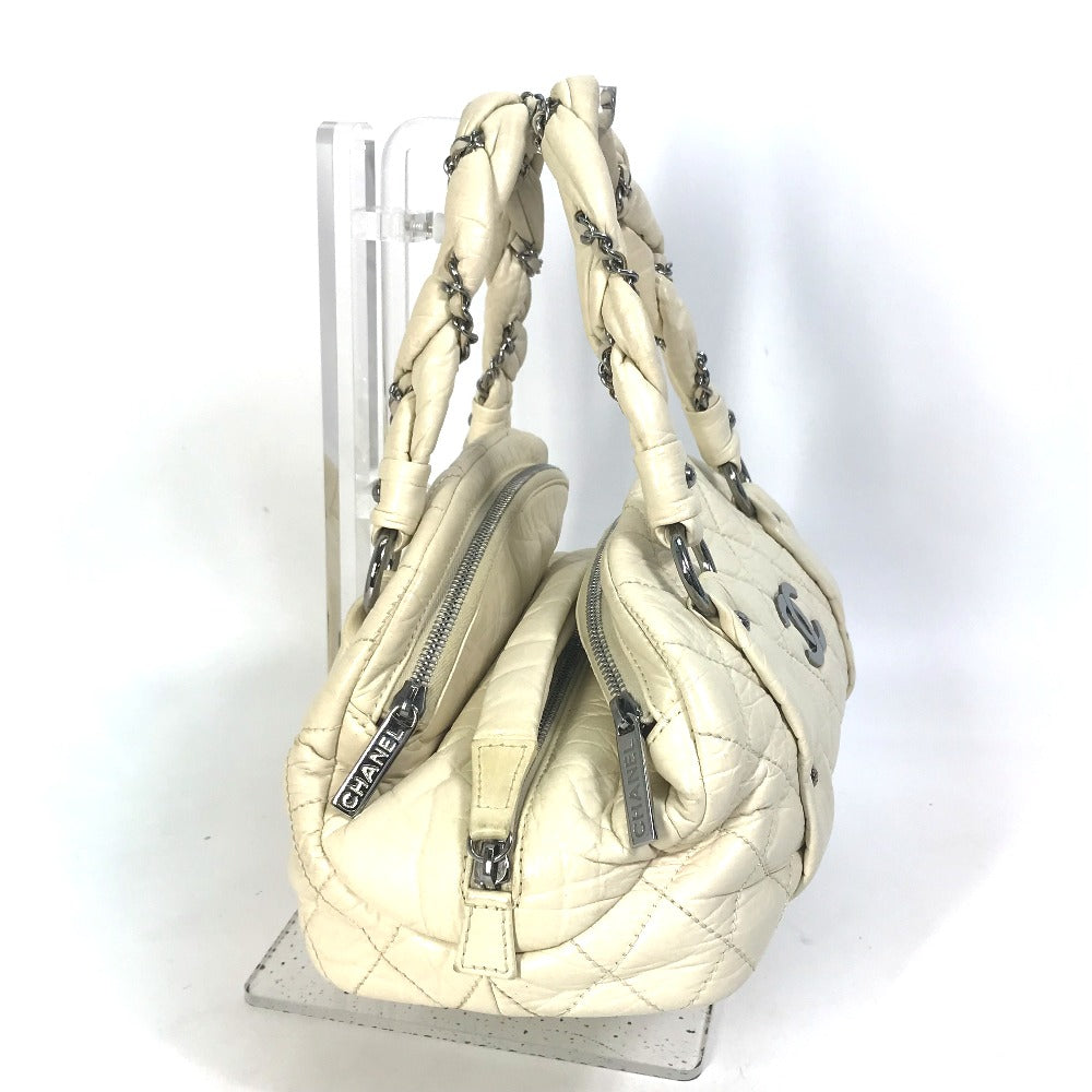 Chanel Bubble quilt CC COCO Mark Beige Leather Handbag