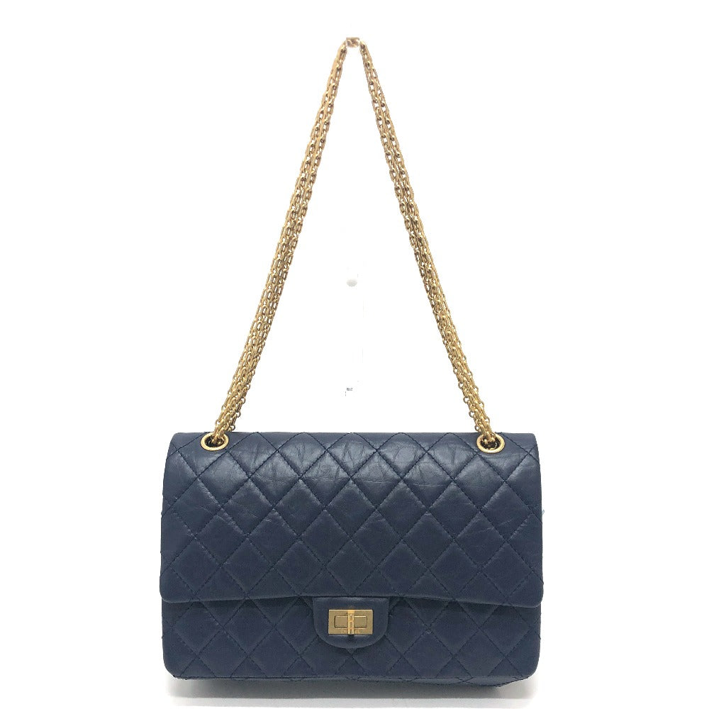 Chanel Navy Matelasse Double Flap 2.55 Leather Shoulder Bag