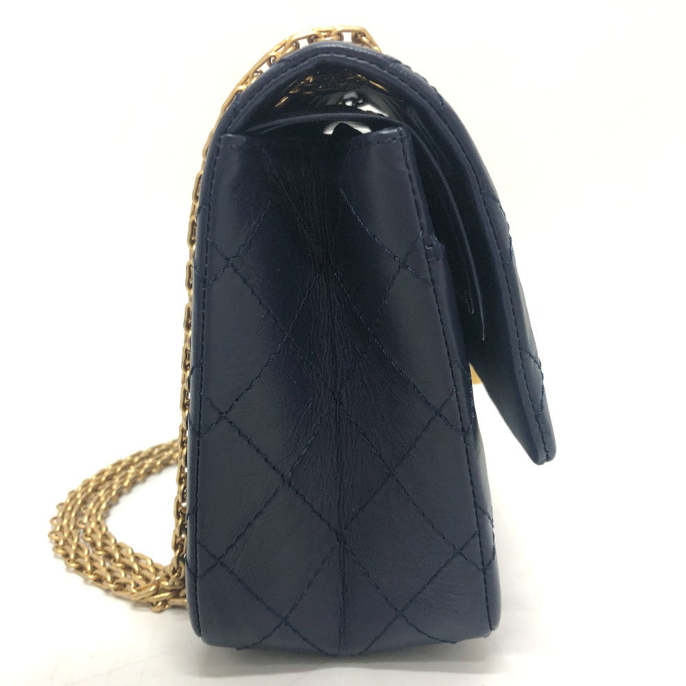 Chanel Navy Matelasse Double Flap 2.55 Leather Shoulder Bag