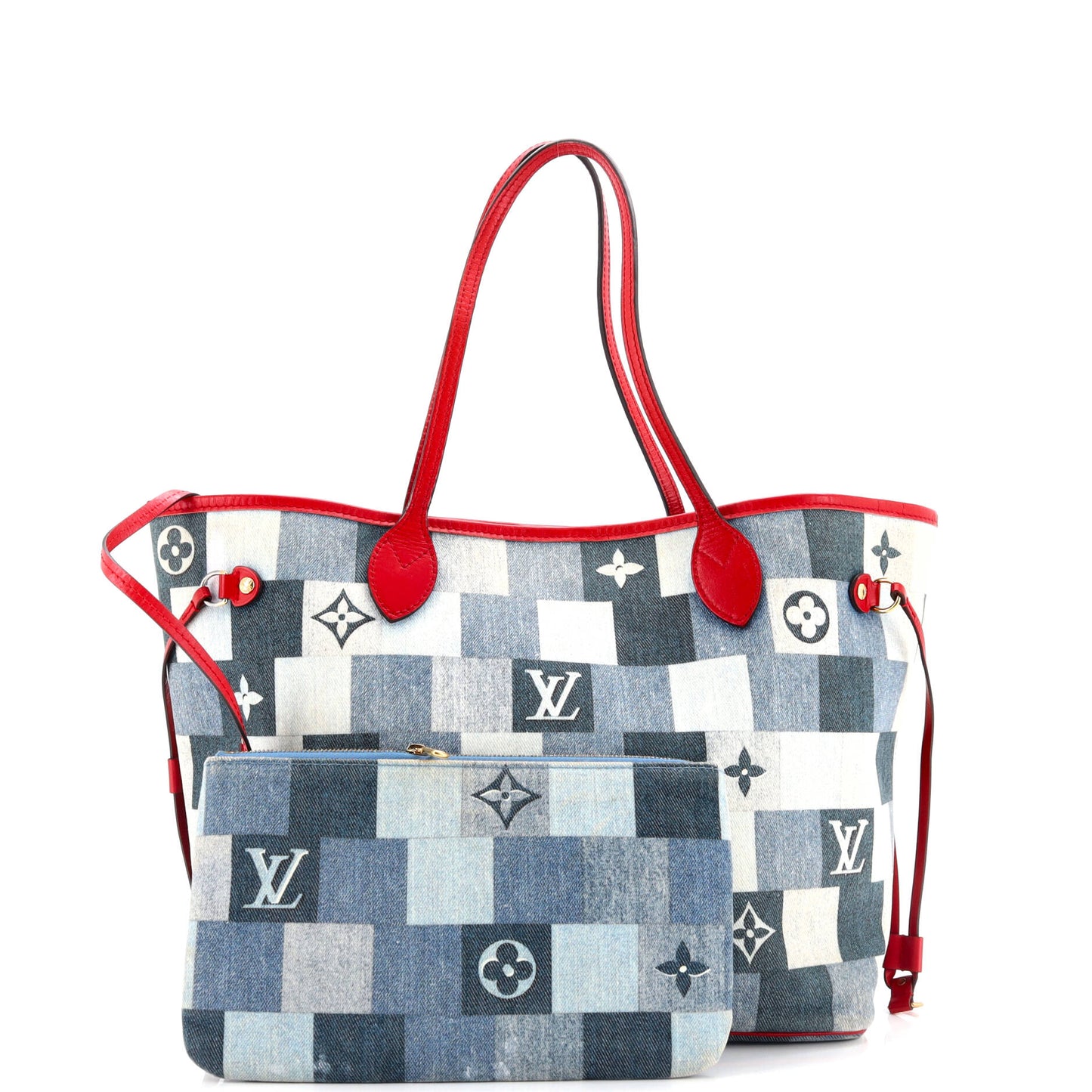 Louis Vuitton Neverfull Tote Damier And Patchwork Mm Denim Monogram Tote Bag Denim Mm3020843