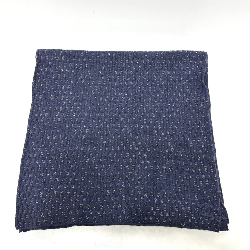 Chanel Scarf cashmere COCO Mark Braid Blue
