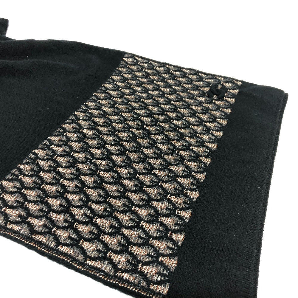 Chanel Scarf cashmere Total pattern COCO Mark Black