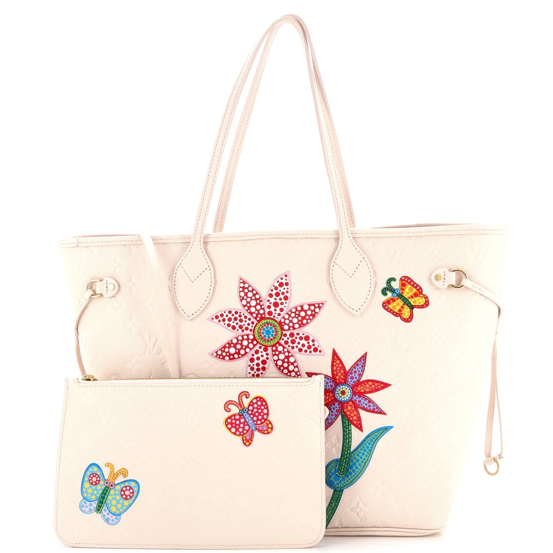 Louis Vuitton Neverfull Nm Tote Yayoi Kusama Flowers Empreinte Leather Monogram Tote Bag