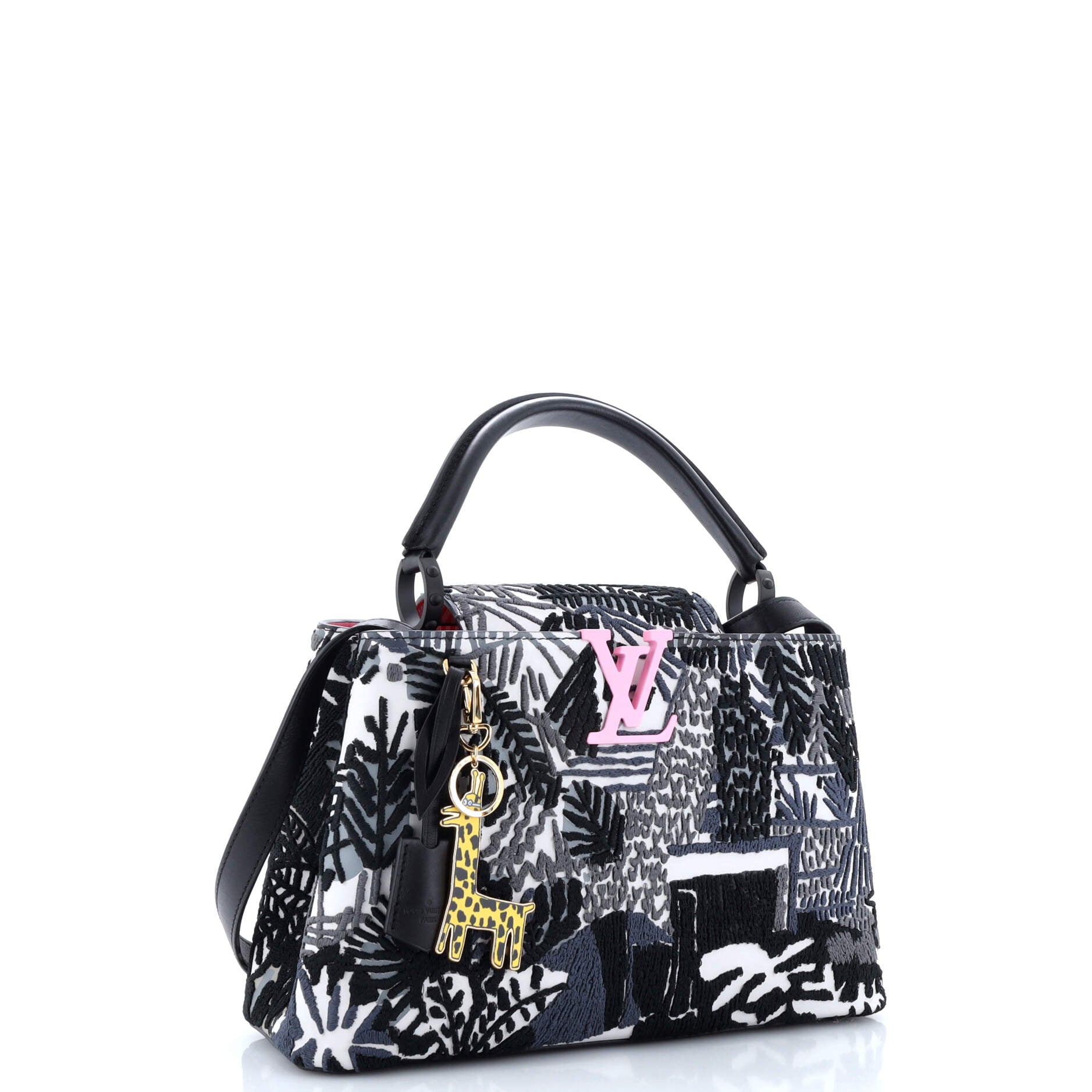 Louis Vuitton Jonas Wood Artycapucines Bag Printed Stitched Pm Leather Travel Bag