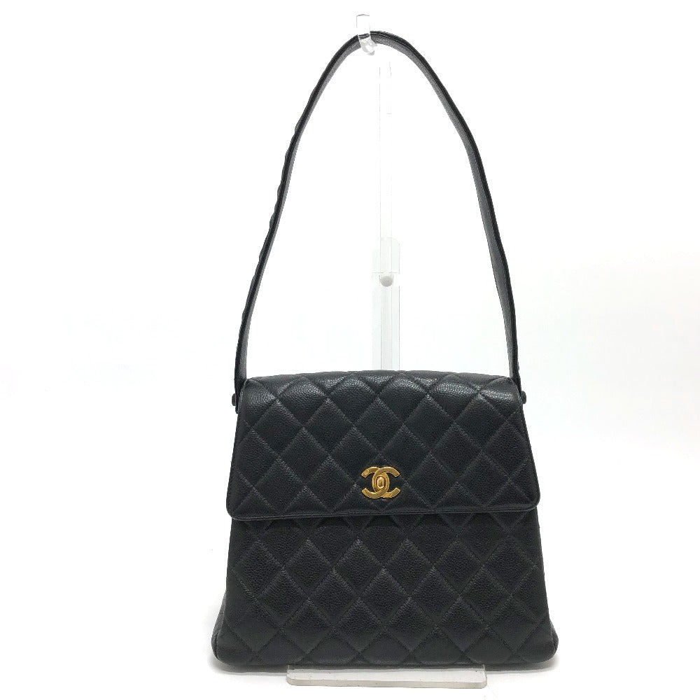 Chanel Caviar skin COCO Mark Matrasse CC Black Shoulder Bag