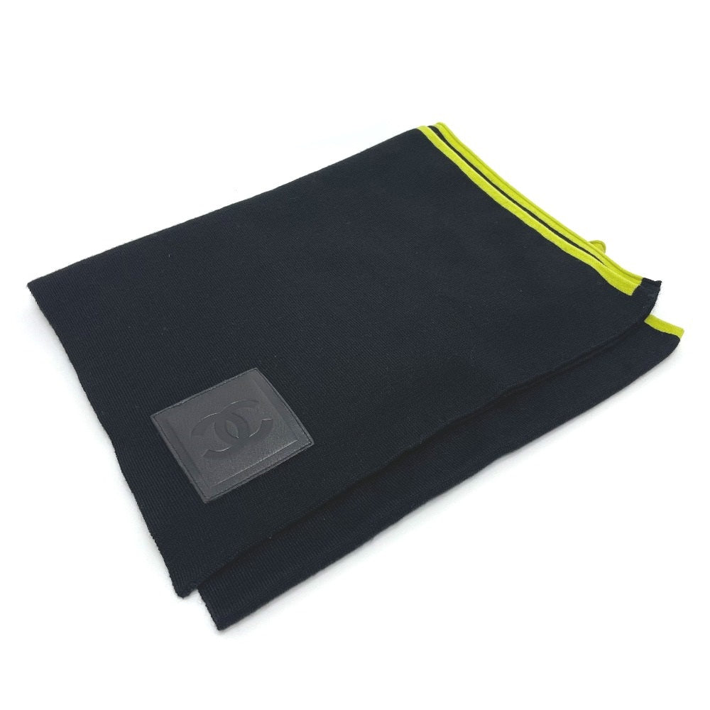 Chanel Scarf Wool Cashmere Wool Silk Cashmere Black Green
