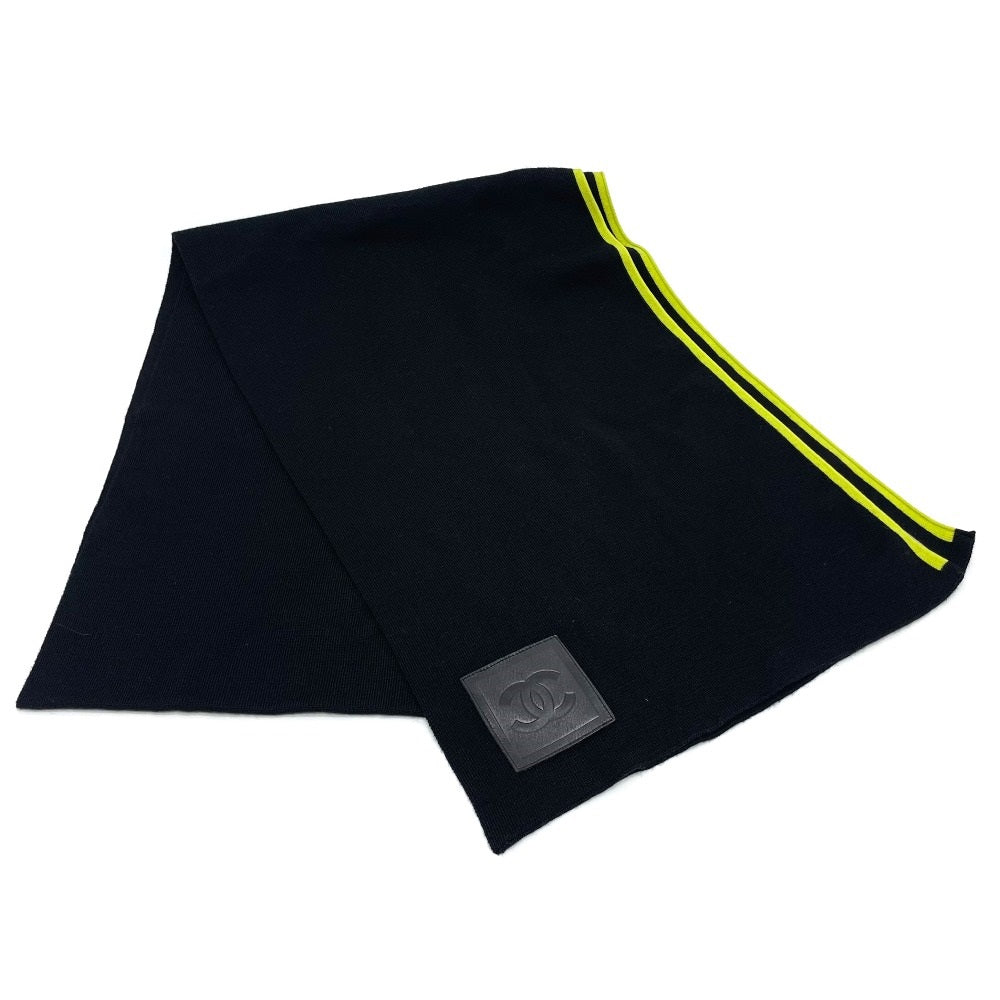 Chanel Scarf Wool Cashmere Wool Silk Cashmere Black Green