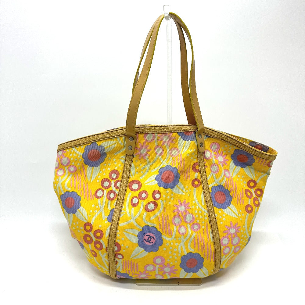 CHANEL Shoulder Bag Canvas / leather yellow High summer CC COCO Mark Flower Flower Women  