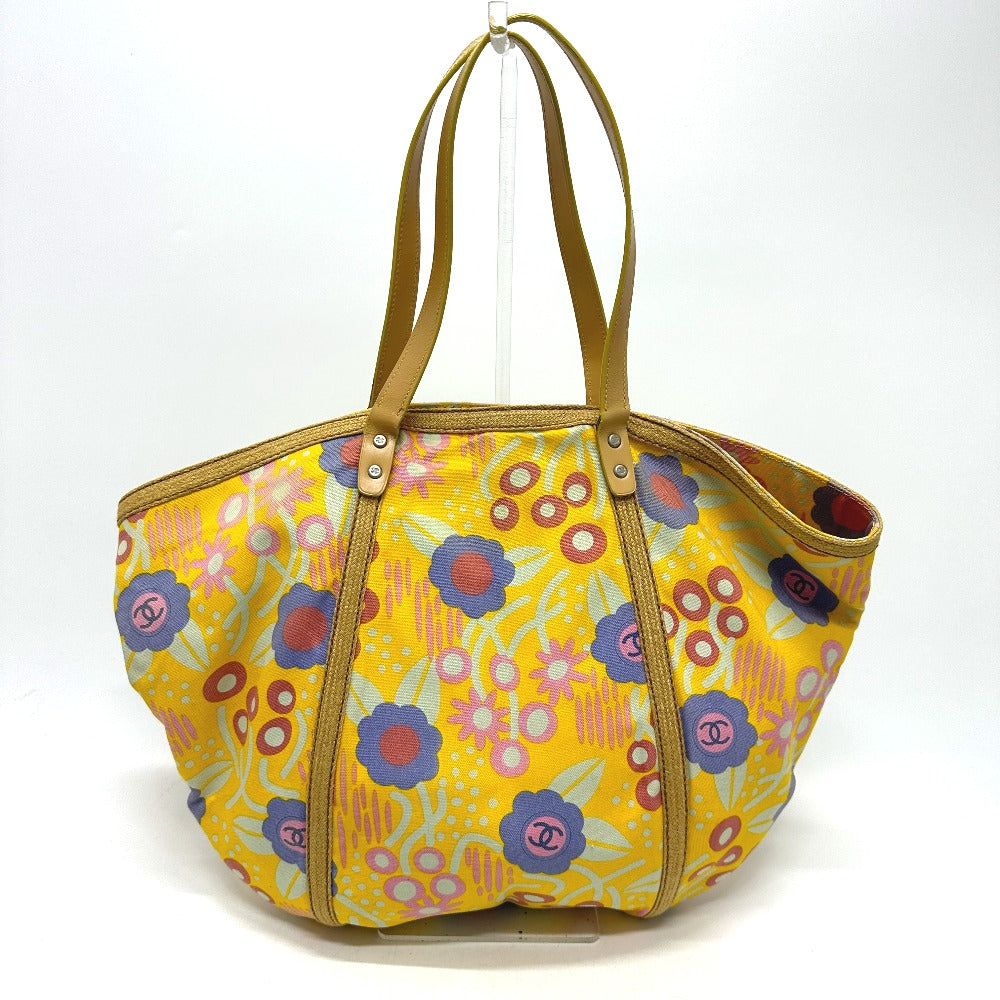 CHANEL Shoulder Bag Canvas / leather yellow High summer CC COCO Mark Flower Flower Women  