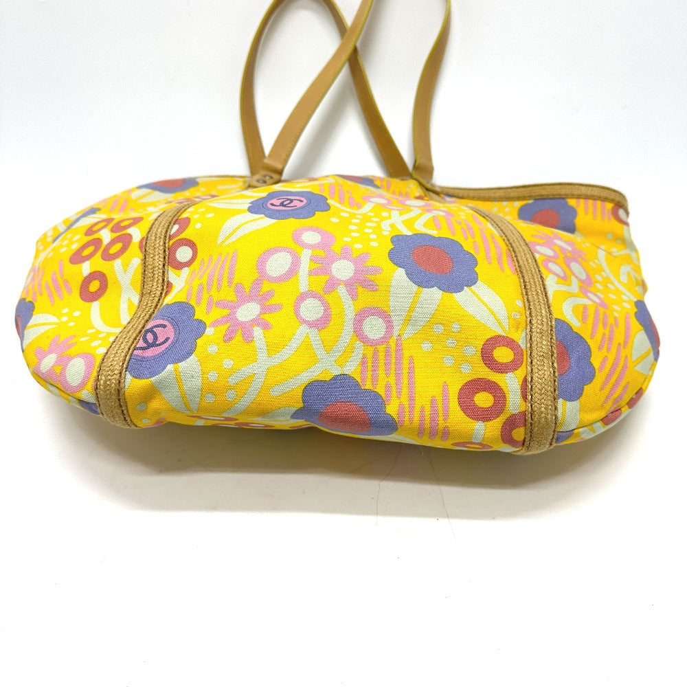 CHANEL Shoulder Bag Canvas / leather yellow High summer CC COCO Mark Flower Flower Women  
