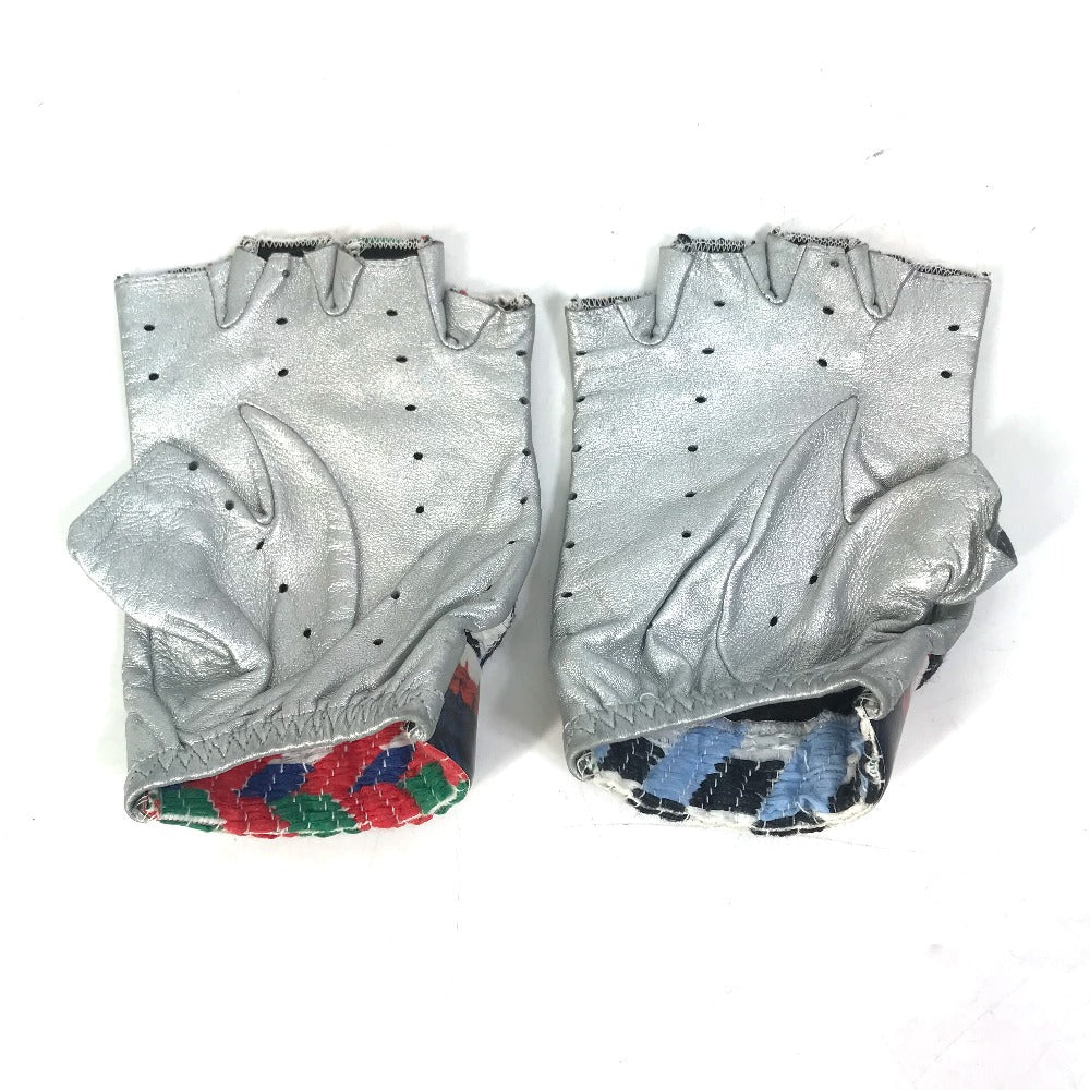 Chanel Glove 16S Gloves CC COCO Mark Silver Leather Handbag