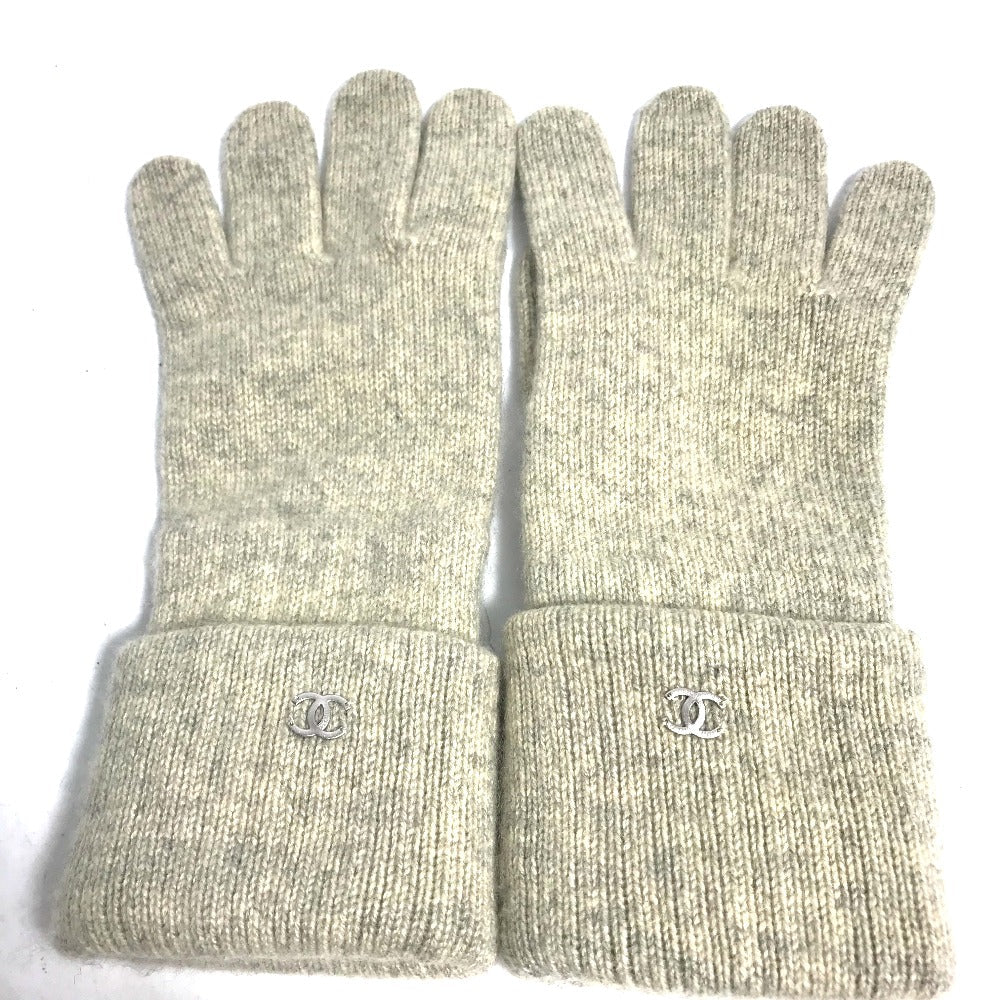 Chanel gloves cashmere type CC COCO Mark Beige Handbag