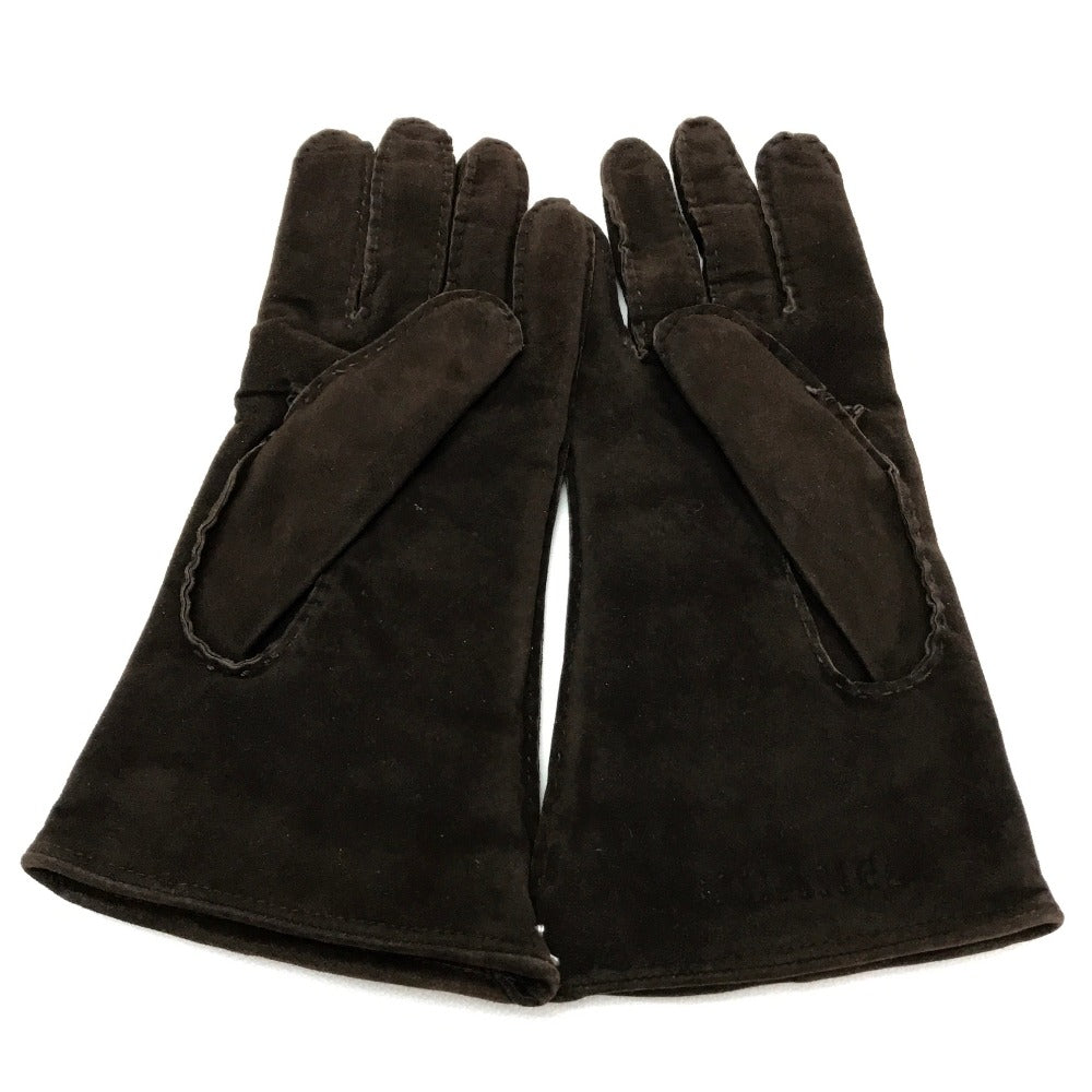 Chanel Glove Lambskin Suede Inner Cashmere Dark Brown Leather Handbag